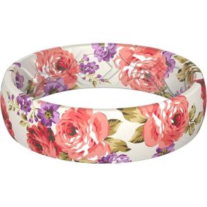 imageThunderFit Silicone Wedding Bands for Women Breathable Printed Design 55mm Wide 18mm ThickRoses on Beige