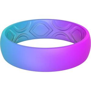imageThunderFit Silicone Wedding Bands for Women Breathable Printed Design 56mm Wide 18mm Thick  12 Variety MultipackPack F Fade