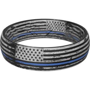 imageThunderFit Silicone Wedding Bands for Women Breathable Printed Design 56mm Wide 18mm Thick  12 Variety MultipackPack K US Flag Blue Line Grunge