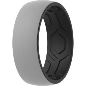 imageThunderFit Silicone Wedding Rings for Men 2 Layers Top Design Bands 85mm Wide 25mm Thick  14812 Variety MultipackPack A BlackGrey C