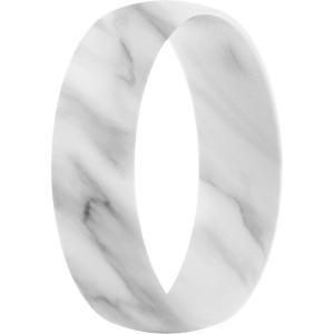 imageThunderFit Unisex Silicone Wedding Rings Rubber Engagement Bands 6mm Wide 165mm Thick  1234567 Variety MultipackPack A Marble
