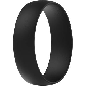 imageThunderFit Unisex Silicone Wedding Rings Rubber Engagement Bands 6mm Wide 165mm Thick  1234567 Variety MultipackPack B Black