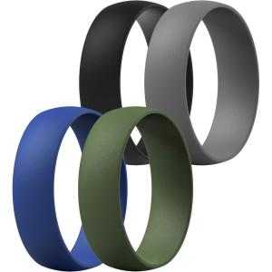 imageThunderFit Unisex Silicone Wedding Rings Rubber Engagement Bands 6mm Wide 165mm Thick  1234567 Variety MultipackPack H Dark Blue  Dark Green  Dark Grey  Black