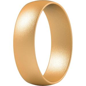imageThunderFit Unisex Silicone Wedding Rings Rubber Engagement Bands 6mm Wide 165mm Thick  1234567 Variety MultipackPack J Gold