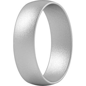 imageThunderFit Unisex Silicone Wedding Rings Rubber Engagement Bands 6mm Wide 165mm Thick  1234567 Variety MultipackPack L Silver