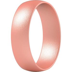 imageThunderFit Unisex Silicone Wedding Rings Rubber Engagement Bands 6mm Wide 165mm Thick  1234567 Variety MultipackPack O Rose Gold