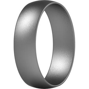 imageThunderFit Unisex Silicone Wedding Rings Rubber Engagement Bands 6mm Wide 165mm Thick  1234567 Variety MultipackPack R Bright Silver