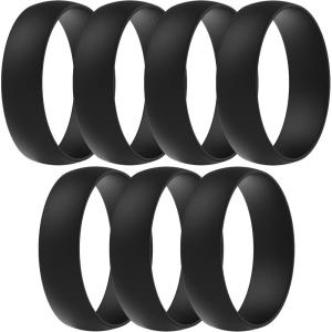 imageThunderFit Unisex Silicone Wedding Rings Rubber Engagement Bands 6mm Wide 165mm Thick  1234567 Variety MultipackPack U 7 Black Rings