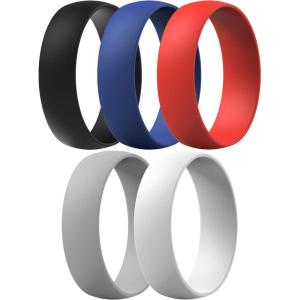 imageThunderFit Unisex Silicone Wedding Rings Rubber Engagement Bands 6mm Wide 165mm Thick  1234567 Variety MultipackPack ZB White  Light Grey  Black  Blue  Dark Red