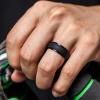 imageThunderFit Silicone Rings for Men Breathable Edition Step Edge Rubber Engagement Bands 84mm Wide 22mm Thick  147 Variety MultipackPack A Black