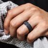 imageThunderFit Silicone Rings for Men Breathable Edition Step Edge Rubber Engagement Bands 84mm Wide 22mm Thick  147 Variety MultipackPack B Dark Grey