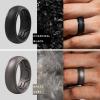 imageThunderFit Silicone Rings for Men Breathable Edition Step Edge Rubber Engagement Bands 84mm Wide 22mm Thick  147 Variety MultipackPack C Charcoal Black  Brass Grey  Blue Camo  Grey Silver