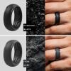 imageThunderFit Silicone Rings for Men Breathable Edition Step Edge Rubber Engagement Bands 84mm Wide 22mm Thick  147 Variety MultipackPack F Charcoal Black  Iron Grey  Lead Grey  Grey Silver