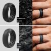 imageThunderFit Silicone Rings for Men Breathable Edition Step Edge Rubber Engagement Bands 84mm Wide 22mm Thick  147 Variety MultipackPack H Pack H Charcoal Black  Iron Grey  Metallic Grey  Grey Camo
