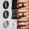 imageThunderFit Silicone Rings for Men Breathable Edition Step Edge Rubber Engagement Bands 84mm Wide 22mm Thick  147 Variety MultipackPack K Charcoal Black  Iron Grey  Smokey Grey  Pure White  Midnight Blue  Olive Green  Navy Blue