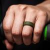 imageThunderFit Silicone Wedding Rings for Men  Step Edge Sleek Design Rubber Engagement Bands  8mm Width  2mm ThicknessOlive Green