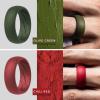 imageThunderFit Silicone Wedding Rings for Men Breathable Edition Rubber Engagement Bands Airflow Inner Grooves 85mm Wide 25mm Thick  1234567 Variety MultipackPack Y Midnight Blue  Navy Blue  Olive Green  Chili Red