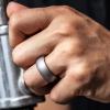 imageThunderFit Silicone Wedding Rings for Men Breathable Edition Rubber Engagement Bands Airflow Inner Grooves 85mm Wide 25mm Thick  1234567 Variety MultipackPack X Gunmetal