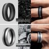 imageThunderFit Silicone Wedding Rings for Men Breathable Edition Rubber Engagement Bands Airflow Inner Grooves 85mm Wide 25mm Thick  1234567 Variety MultipackPack V Charcoal BlackSmokey Grey  Silver GreyCharcoal Black  Charcoal BlackChili Red  Charcoal BlackBlue Line