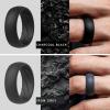 imageThunderFit Silicone Wedding Rings for Men Breathable Edition Rubber Engagement Bands Airflow Inner Grooves 85mm Wide 25mm Thick  1234567 Variety MultipackPack K Charcoal Black  Iron Grey  Grey Camo  Silver Grey