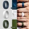 imageThunderFit Silicone Wedding Rings for Men Breathable Edition Rubber Engagement Bands Airflow Inner Grooves 85mm Wide 25mm Thick  1234567 Variety MultipackPack A Charcoal Black  Iron Grey  Navy Blue  Concrete Grey  Midnight Blue  Pure White  Olive Green