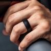 imageThunderFit Silicone Wedding Rings for Men Breathable Edition Rubber Engagement Bands Airflow Inner Grooves 85mm Wide 25mm Thick  1234567 Variety MultipackPack B 4 Black Rings