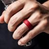 imageThunderFit Silicone Wedding Rings for Men Breathable Edition Rubber Engagement Bands Airflow Inner Grooves 85mm Wide 25mm Thick  1234567 Variety MultipackPack ZB Red