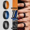 imageThunderFit Silicone Wedding Rings for Men Breathable Edition Rubber Engagement Bands Airflow Inner Grooves 85mm Wide 25mm Thick  1234567 Variety MultipackPack S Charcoal Black  Navy Blue  Silver Grey  Charcoal BlackSunset Orange  Charcoal BlackBlue Line  Charcoal BlackSmokey Grey