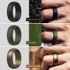 imageThunderFit Silicone Wedding Rings for Men Breathable Edition Rubber Engagement Bands Airflow Inner Grooves 85mm Wide 25mm Thick  1234567 Variety MultipackPack H Charcoal Black  Grey Camo  Metallic Platinum  Olive Green  Metallic Bronze