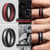 imageThunderFit Silicone Wedding Rings for Men Breathable Edition Rubber Engagement Bands Airflow Inner Grooves 85mm Wide 25mm Thick  1234567 Variety MultipackPack U Charcoal Black  Silver Grey  Charcoal BlackChili Red  Charcoal BlackSilver Grey