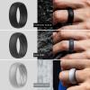 imageThunderFit Silicone Wedding Rings for Men Breathable Edition Rubber Engagement Bands Airflow Inner Grooves 85mm Wide 25mm Thick  1234567 Variety MultipackPack A Charcoal Black  Iron Grey  Navy Blue  Concrete Grey  Midnight Blue  Pure White  Olive Green
