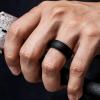 imageThunderFit Silicone Wedding Rings for Men Breathable Edition Rubber Engagement Bands Airflow Inner Grooves 85mm Wide 25mm Thick  1234567 Variety MultipackPack D Black