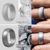 imageThunderFit Silicone Wedding Rings for Men Breathable Edition Rubber Engagement Bands Airflow Inner Grooves 85mm Wide 25mm Thick  1234567 Variety MultipackPack O Charcoal Black  Iron Grey  Smokey Grey  Silver Grey
