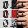 imageThunderFit Silicone Wedding Rings for Men Breathable Edition Rubber Engagement Bands Airflow Inner Grooves 85mm Wide 25mm Thick  1234567 Variety MultipackPack F Charcoal Black  Charcoal BlackBlue Line  Silver Grey  Charcoal BlackChili Red  Dark Silver  Charcoal BlackSmokey Grey  Charcoal BlackSilver Grey