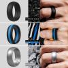 imageThunderFit Silicone Wedding Rings for Men Breathable Edition Rubber Engagement Bands Airflow Inner Grooves 85mm Wide 25mm Thick  1234567 Variety MultipackPack F Charcoal Black  Charcoal BlackBlue Line  Silver Grey  Charcoal BlackChili Red  Dark Silver  Charcoal BlackSmokey Grey  Charcoal BlackSilver Grey