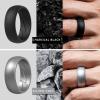 imageThunderFit Silicone Wedding Rings for Men Breathable Edition Rubber Engagement Bands Airflow Inner Grooves 85mm Wide 25mm Thick  1234567 Variety MultipackPack T Charcoal Black  Silver Grey