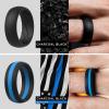 imageThunderFit Silicone Wedding Rings for Men Breathable Edition Rubber Engagement Bands Airflow Inner Grooves 85mm Wide 25mm Thick  1234567 Variety MultipackPack E Charcoal Black  Charcoal BlackBlue Line  Charcoal BlackSmokey Grey  Navy Blue