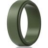 imageThunderFit Silicone Wedding Rings for Men  Step Edge Sleek Design Rubber Engagement Bands  8mm Width  2mm ThicknessOlive Green