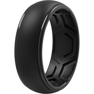 imageThunderFit Silicone Rings for Men Breathable Edition Step Edge Rubber Engagement Bands 84mm Wide 22mm Thick  147 Variety MultipackPack A Black