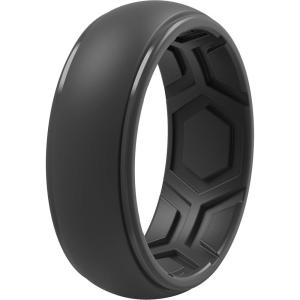 imageThunderFit Silicone Rings for Men Breathable Edition Step Edge Rubber Engagement Bands 84mm Wide 22mm Thick  147 Variety MultipackPack B Dark Grey