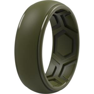 imageThunderFit Silicone Rings for Men Breathable Edition Step Edge Rubber Engagement Bands 84mm Wide 22mm Thick  147 Variety MultipackPack N Olive Green