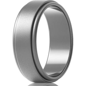imageThunderFit Silicone Wedding Rings for Men  Step Edge Sleek Design Rubber Engagement Bands  8mm Width  2mm ThicknessSilver