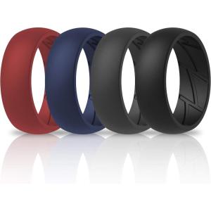imageThunderFit Silicone Wedding Rings for Men Breathable Edition Rubber Engagement Bands Airflow Inner Grooves 85mm Wide 25mm Thick  1234567 Variety MultipackPack ZF Charcoal Black  Iron Grey  Navy Blue  Chili Red
