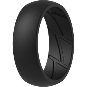imageThunderFit Silicone Wedding Rings for Men Breathable Edition Rubber Engagement Bands Airflow Inner Grooves 85mm Wide 25mm Thick  1234567 Variety MultipackPack D Black