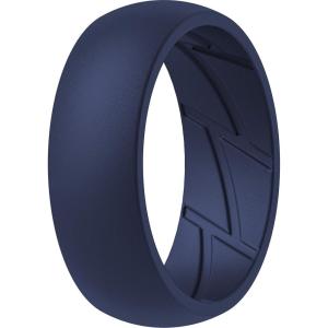 imageThunderFit Silicone Wedding Rings for Men Breathable Edition Rubber Engagement Bands Airflow Inner Grooves 85mm Wide 25mm Thick  1234567 Variety MultipackPack Z Navy Blue