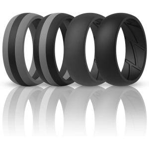 imageThunderFit Silicone Wedding Rings for Men Breathable Edition Rubber Engagement Bands Airflow Inner Grooves 85mm Wide 25mm Thick  1234567 Variety MultipackPack I Charcoal Black  Iron Grey  Charcoal BlackSmokey Grey  Smokey GreyCharcoal Black