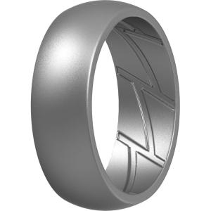 imageThunderFit Silicone Wedding Rings for Men Breathable Edition Rubber Engagement Bands Airflow Inner Grooves 85mm Wide 25mm Thick  1234567 Variety MultipackPack ZD Silver