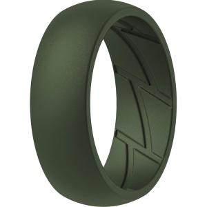 imageThunderFit Silicone Wedding Rings for Men Breathable Edition Rubber Engagement Bands Airflow Inner Grooves 85mm Wide 25mm Thick  1234567 Variety MultipackPack ZA Olive Green