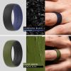 imageThunderFit Silicone Wedding Rings for Men 2 Layers Round Rubber Engagement Bands 87mm Wide 2mm Thick  14710 Variety MultipackPack E BlackOrange  BlackNavy Blue  NavyBlueBlack  OliveGreenBlack