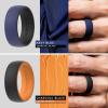 imageThunderFit Silicone Wedding Rings for Men 2 Layers Round Rubber Engagement Bands 87mm Wide 2mm Thick  14710 Variety MultipackPack E BlackOrange  BlackNavy Blue  NavyBlueBlack  OliveGreenBlack